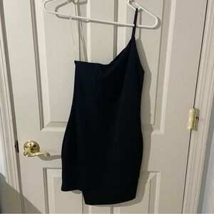 Blue Blush Stylish Black One-Shoulder Dress